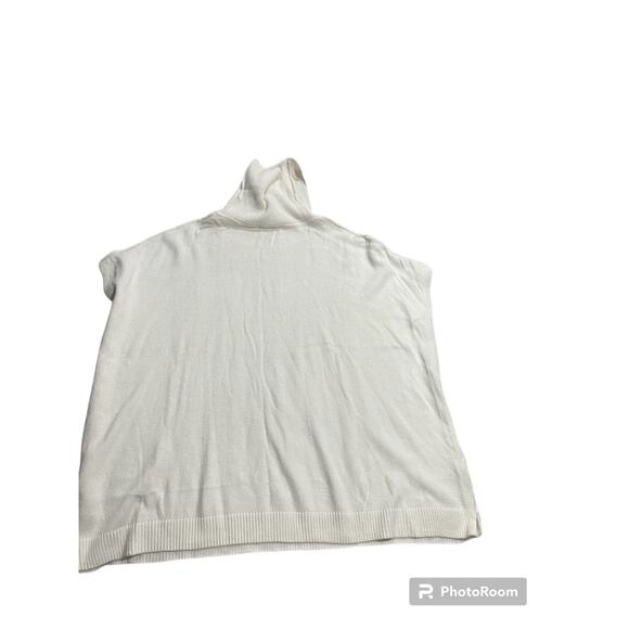 Talbots Cowl Neck Poncho Sweater Womens Size L / XL Cable Knit Sleeveless White - Picture 6 of 8
